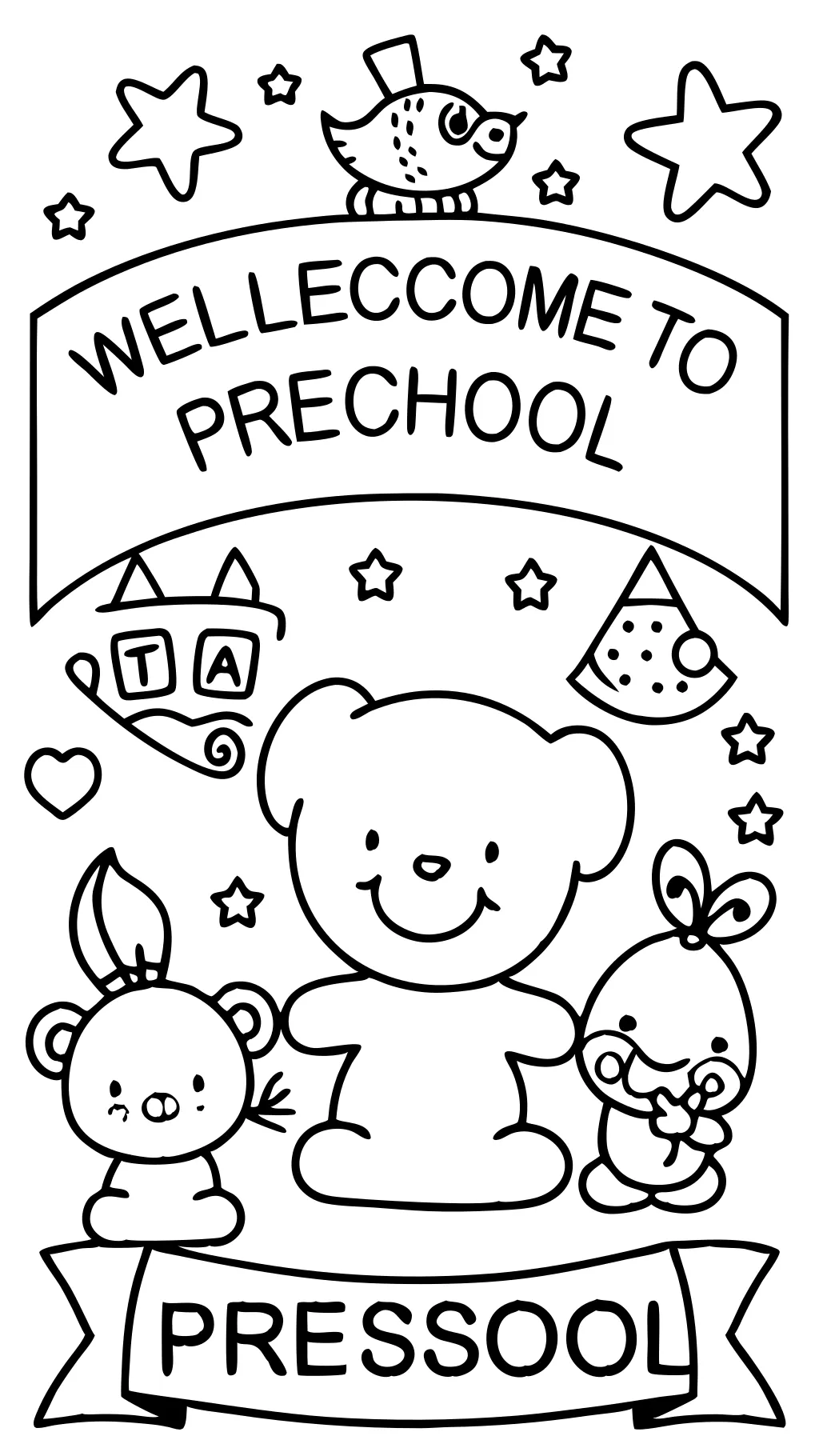 welcome to preschool coloring page